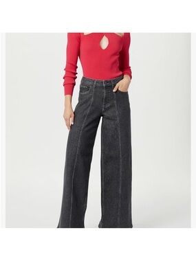Wide Leg Jeans in Washed Charcoal